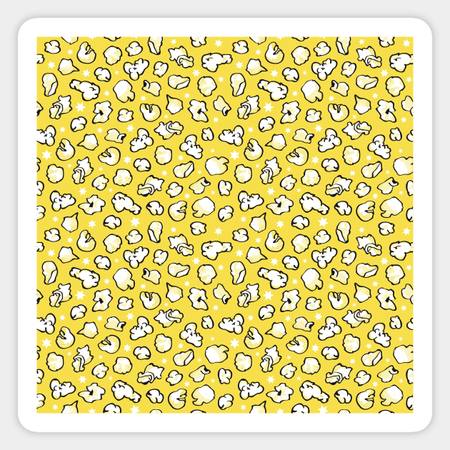 Popcorn Party Pattern yellow Sticker by colorofmagic